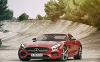 Red Mercedes-Benz SLS AMG front side view wallpaper 2560x1600 jpg