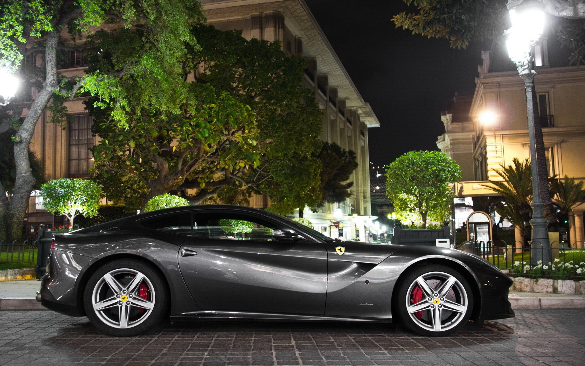 Side view of a black Ferrari F12 Berlinetta wallpaper - Car wallpapers ...