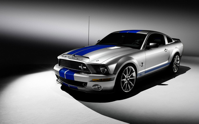 Silver Shelby Mustang GT500KR front side view wallpaper