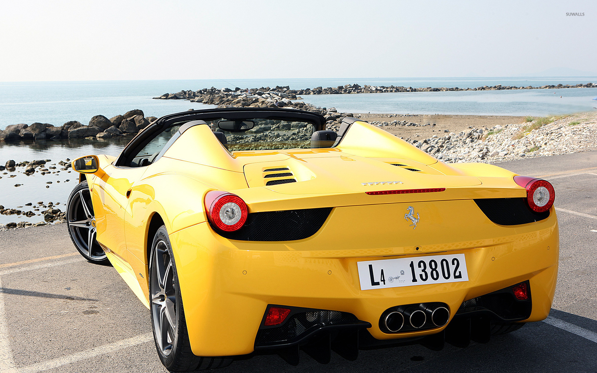 Yellow Ferrari 458 Spider back view wallpaper - Car wallpapers - #51679