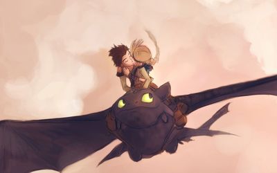 Hiccup and Astrid kissing - How To Train Your Dragon wallpaper
