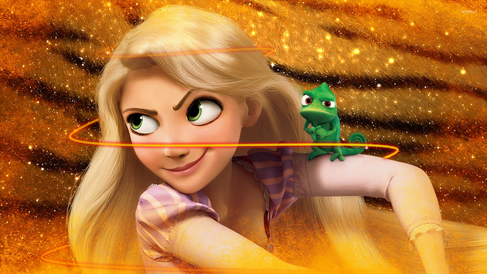 rapunzel with pascal on shoulder