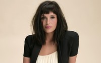 Gemma Arterton with a white top and a black jacket wallpaper 2880x1800 jpg