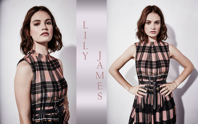 Lily James with short brown hair wallpaper