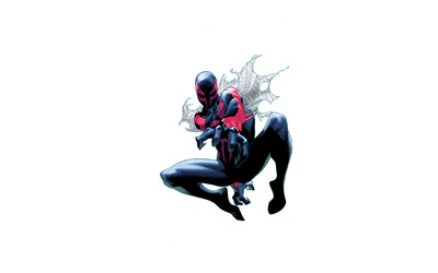 The Superior Spider-Man with a spider web wallpaper