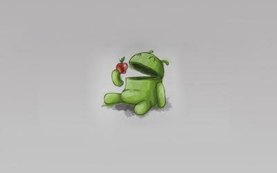 Android eating an apple [2] wallpaper