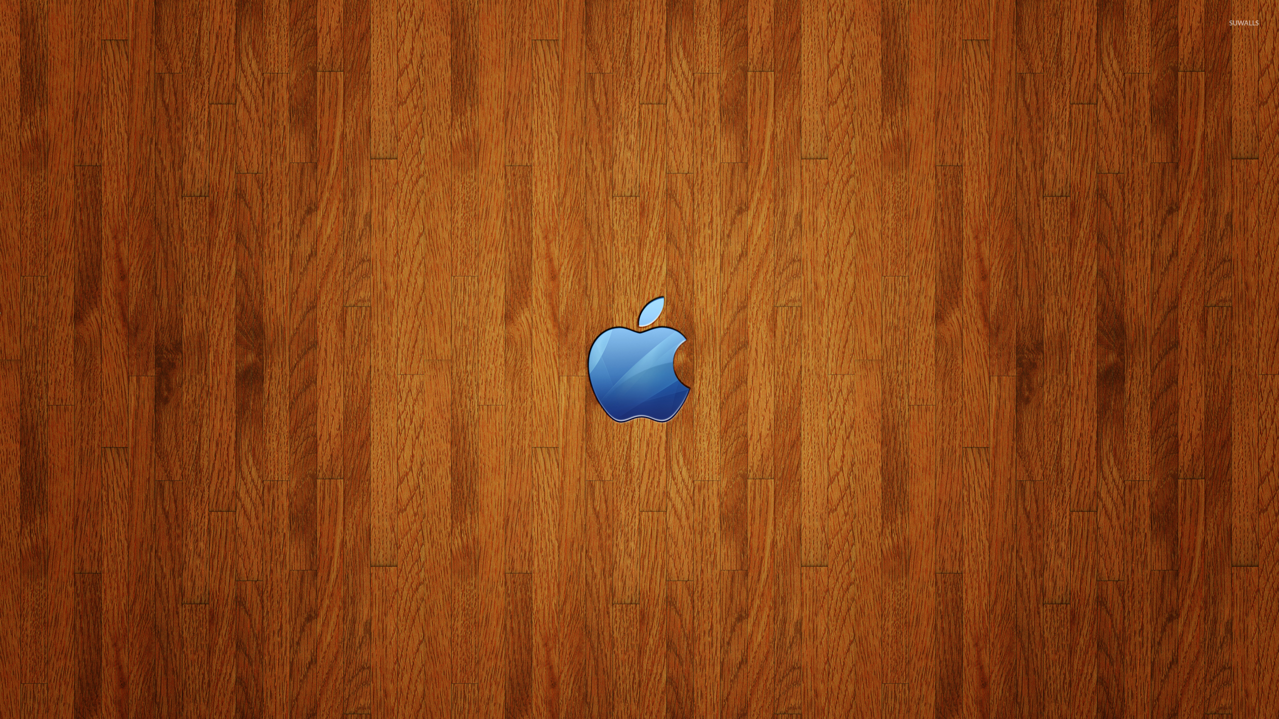 Blue Apple logo on wood wallpaper - Computer wallpapers - #53940