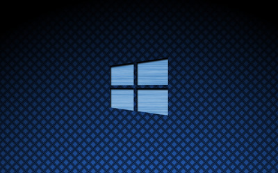 Blue metal Windows 10 on square pattern wallpaper