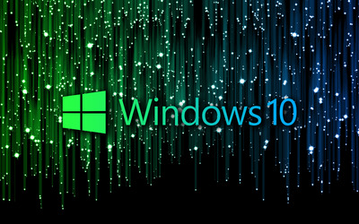 Windows 10 text logo on meteor shower wallpaper