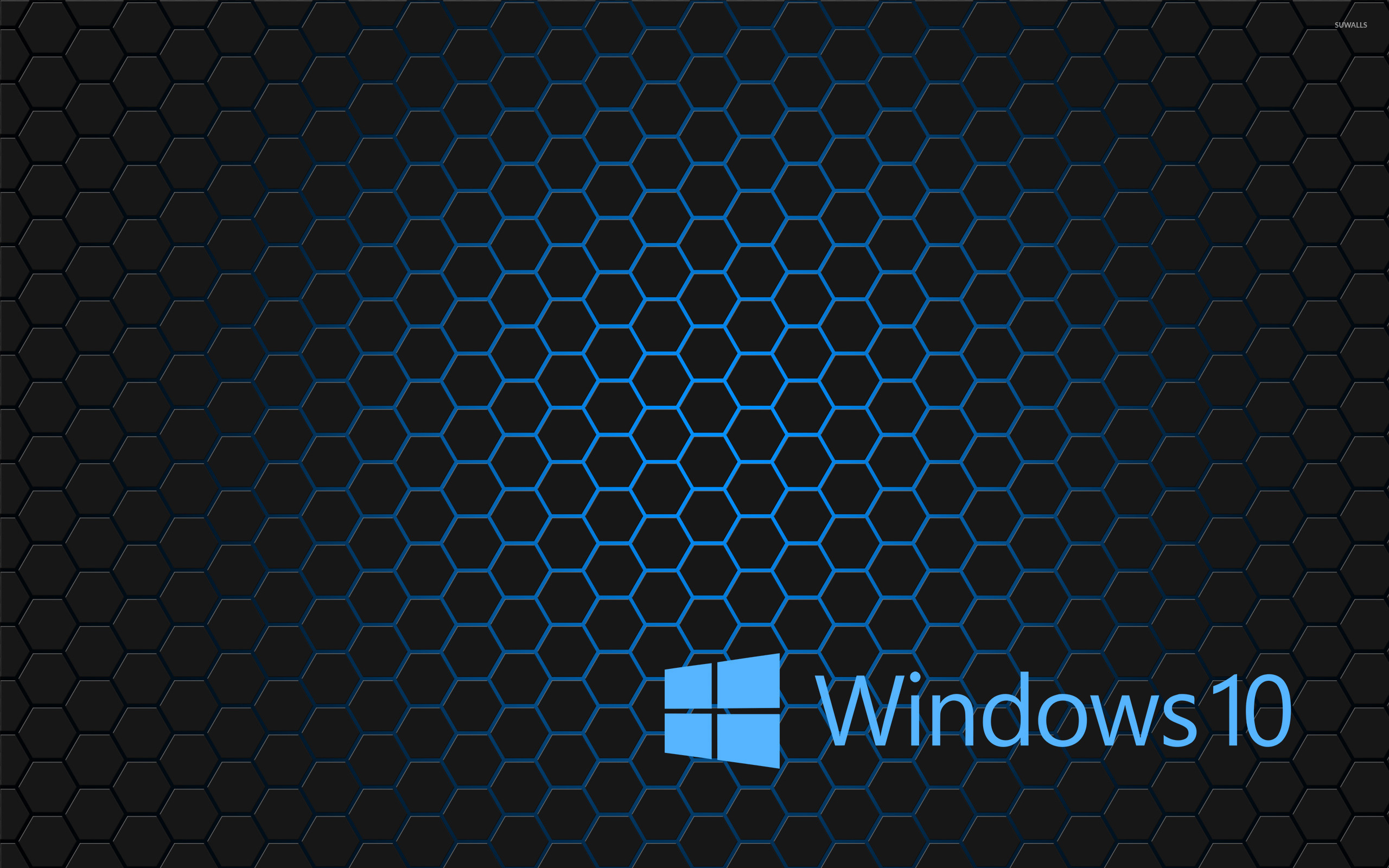 Windows 10 Blue Text Logo On Hexagons Wallpaper Computer Wallpapers 45288