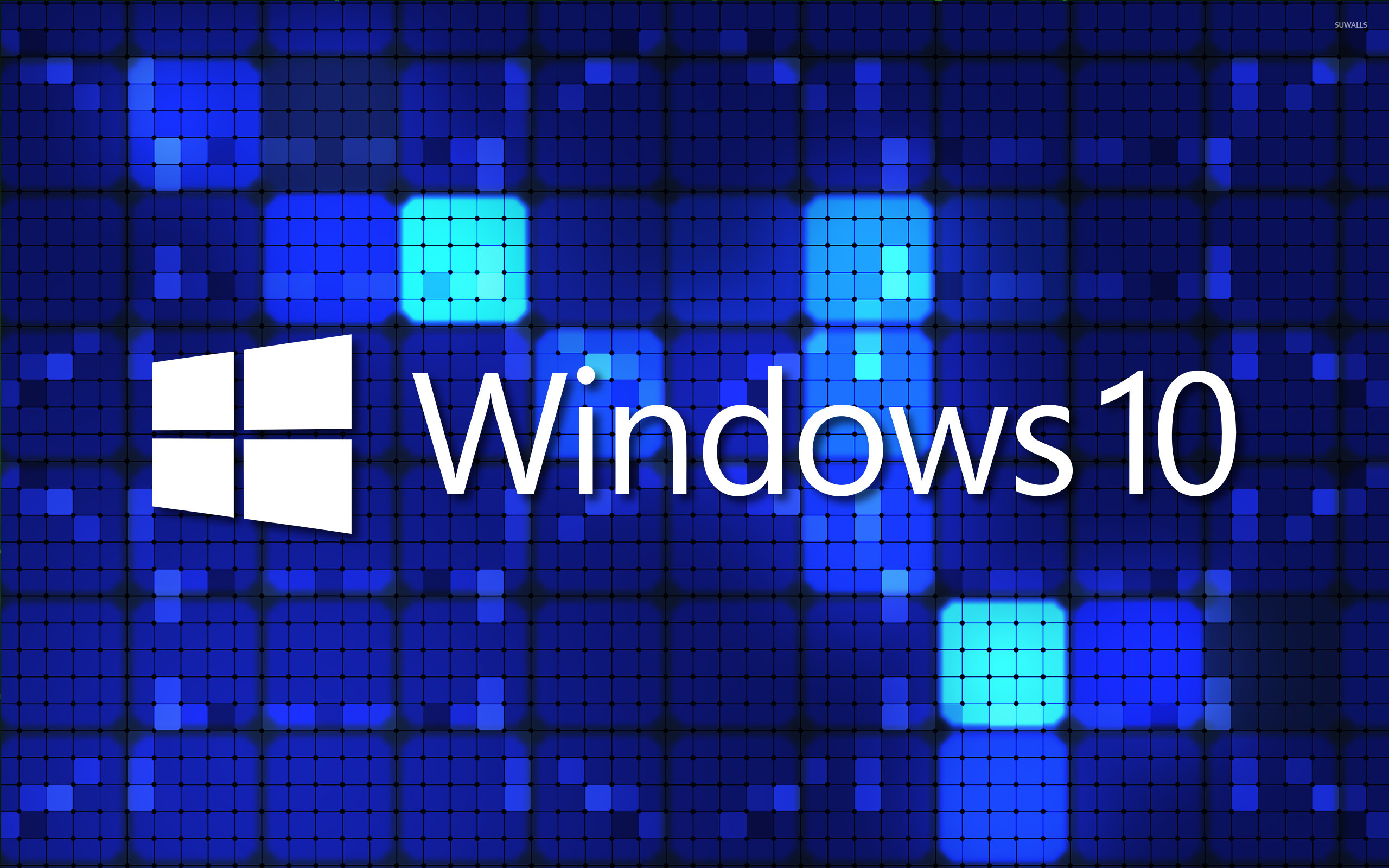 Windows 10 White Text Logo On Blue Squares Wallpaper Computer