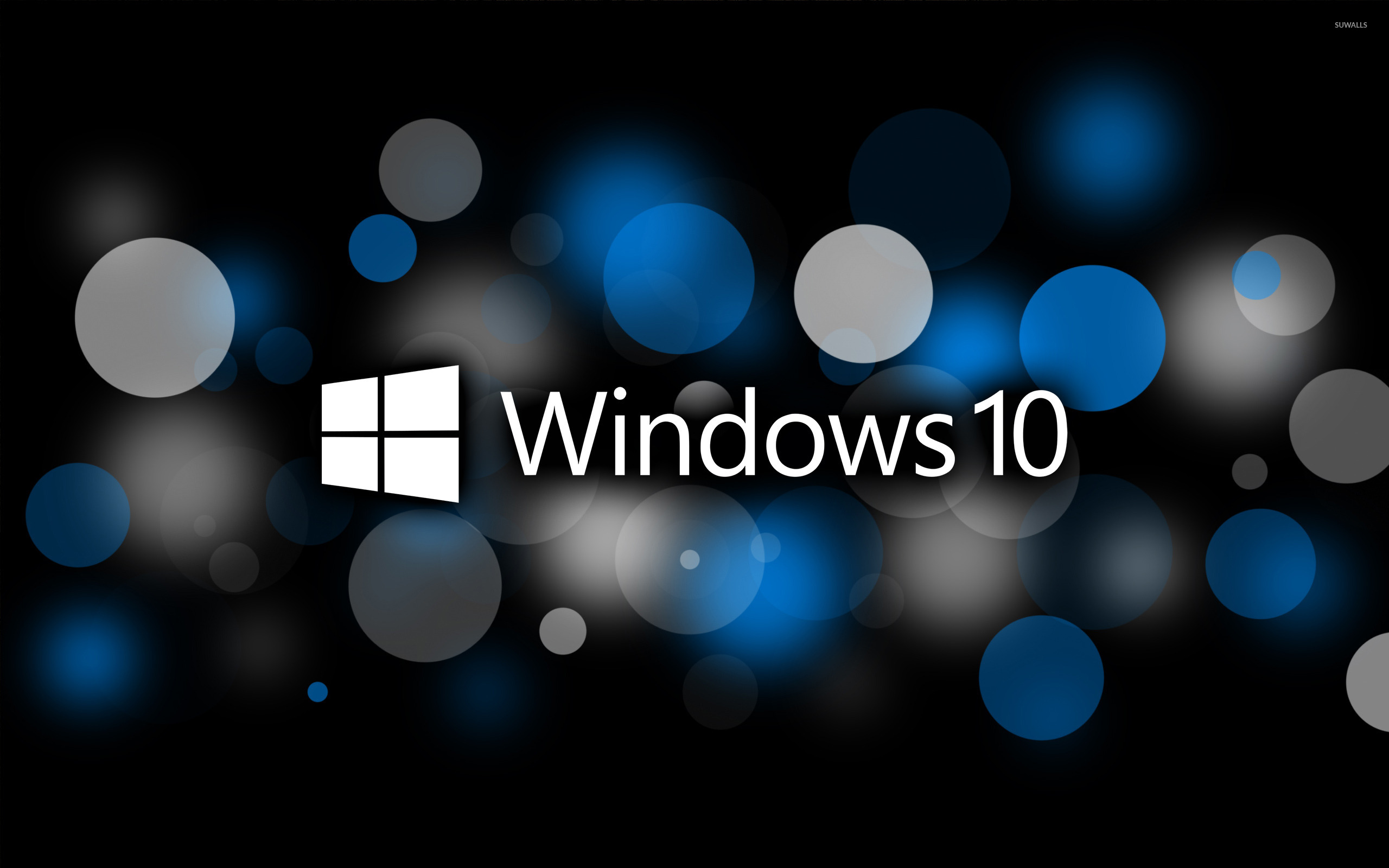 Windows 10 Text Logo On Blue Circles Wallpaper Computer
