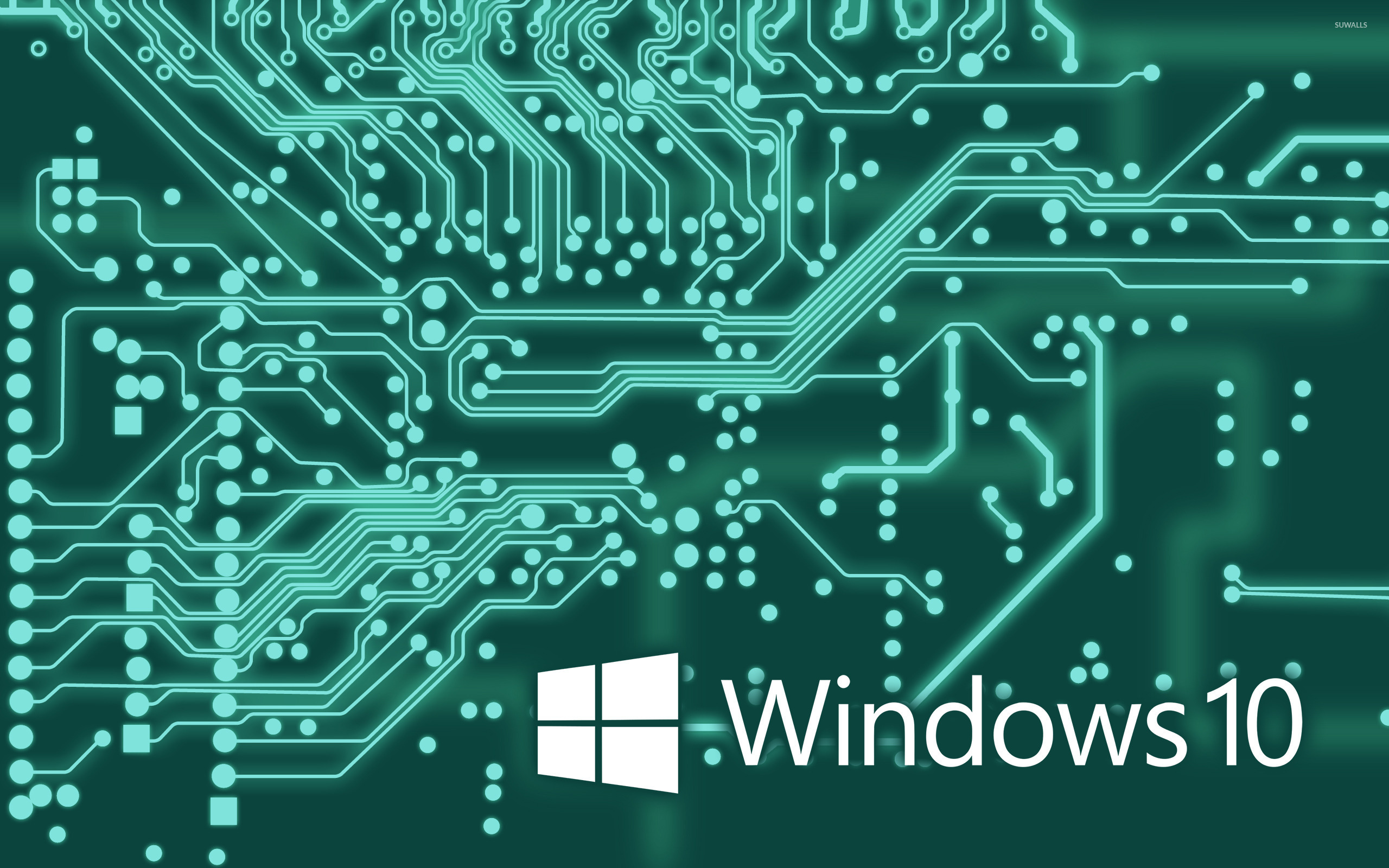 Windows 10 White Text Logo On The Circuit Board Wallpaper Computer