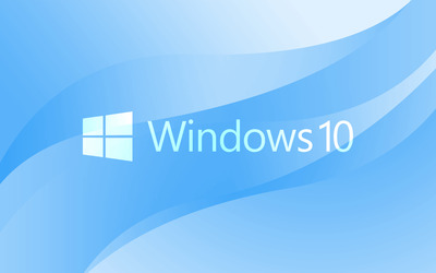 Windows 10 white text logo on light blue wallpaper