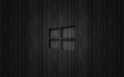 Windows 10 transparent logo on dark wood wallpaper