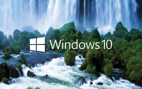 Windows 10 white text logo by the waterfall wallpaper 2560x1440 jpg