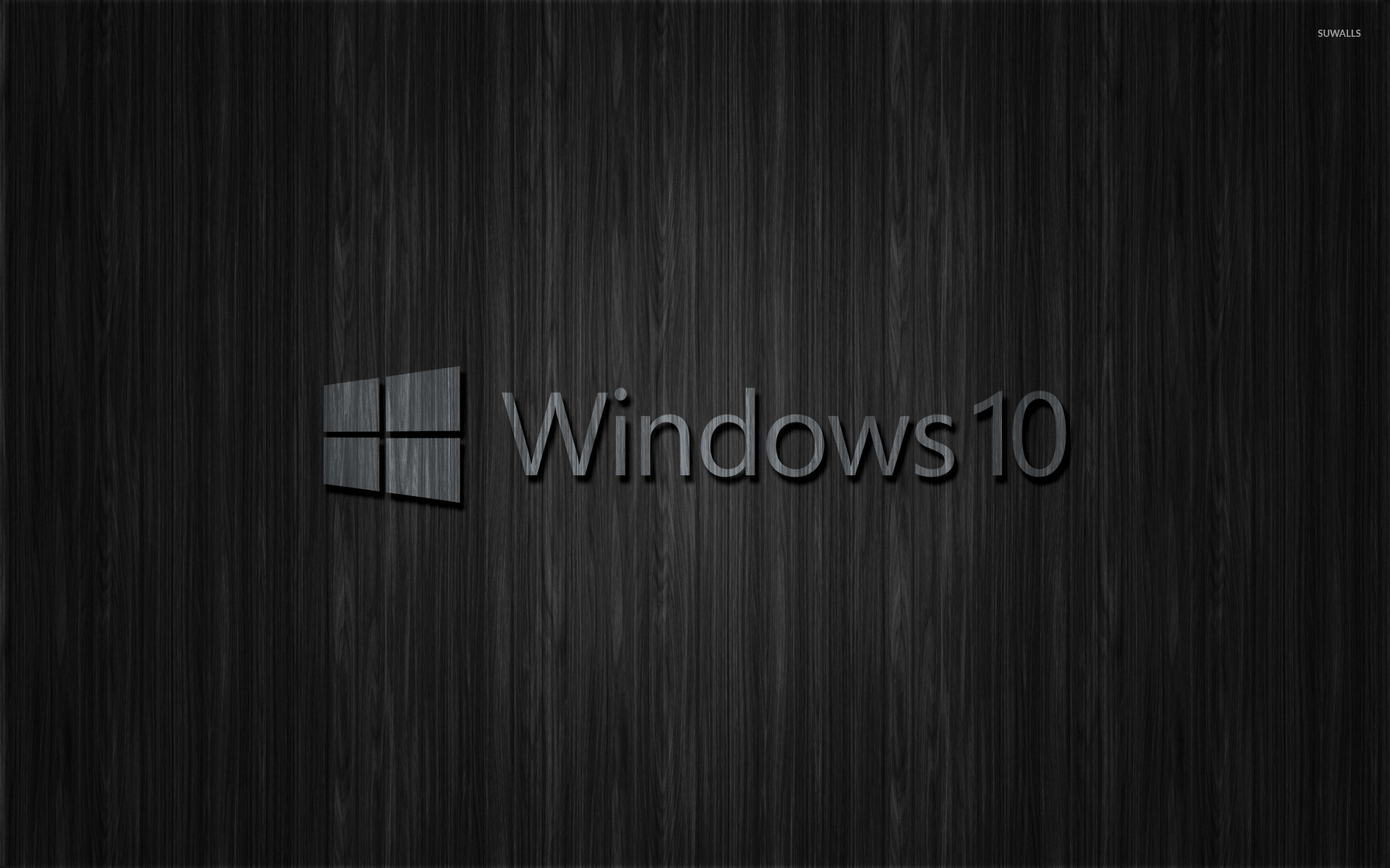 Windows 10 transparent text logo on dark wood wallpaper - Computer