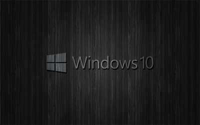 Windows 10 transparent text logo on dark wood wallpaper