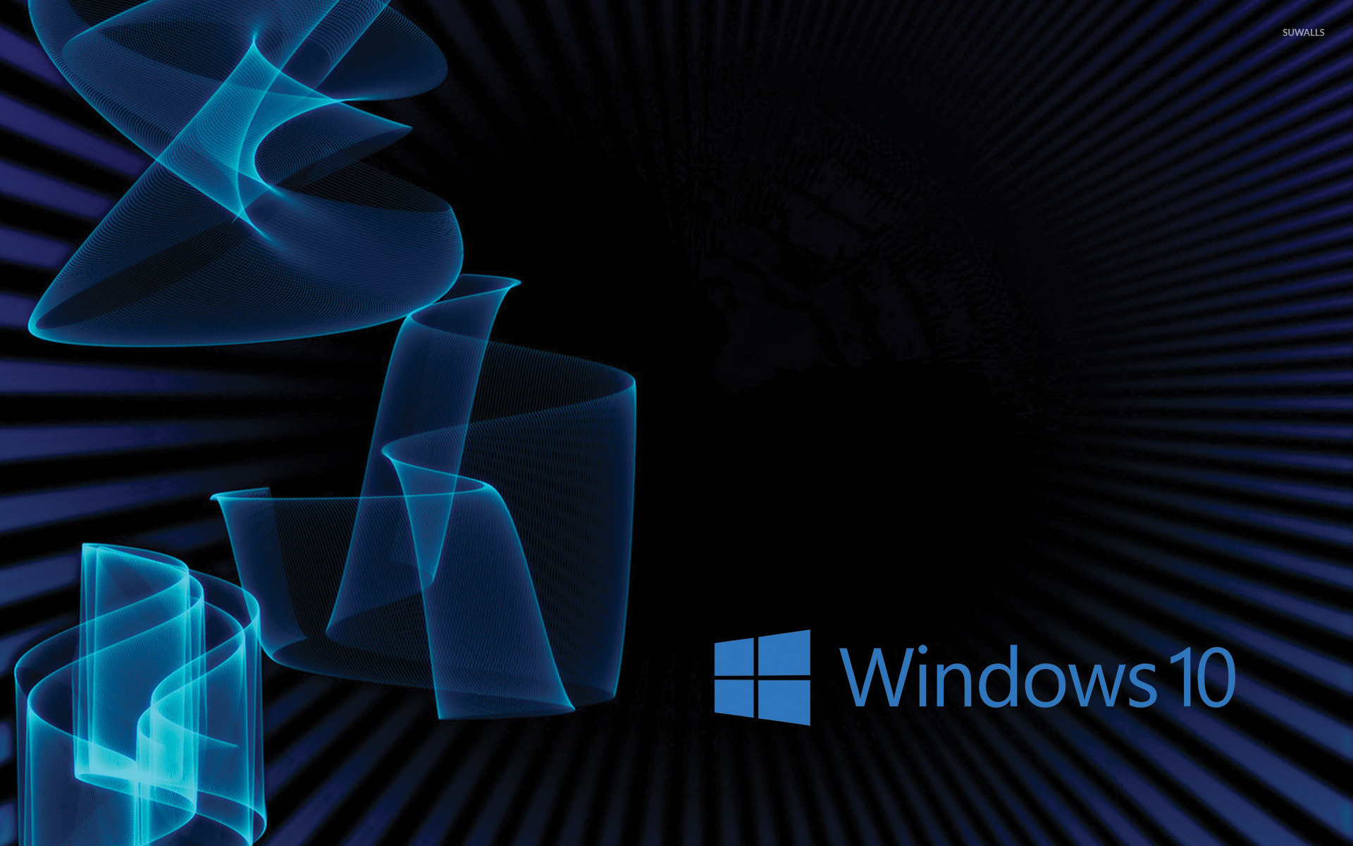 Windows 10 Blue Text Logo On Rays And Waves Wallpaper Computer Wallpapers 45912