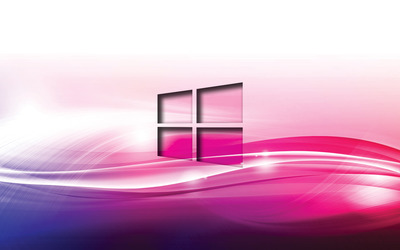Windows 10 transparent logo on purple waves wallpaper
