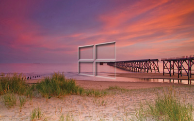 Windows 10 transparent logo on the beach pier wallpaper