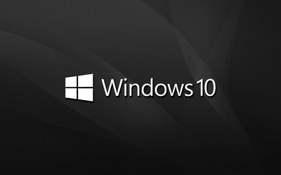 Windows 10 text logo on black waves wallpaper