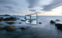 Windows 10 transparent logo on the rocky shore wallpaper 2560x1600 jpg