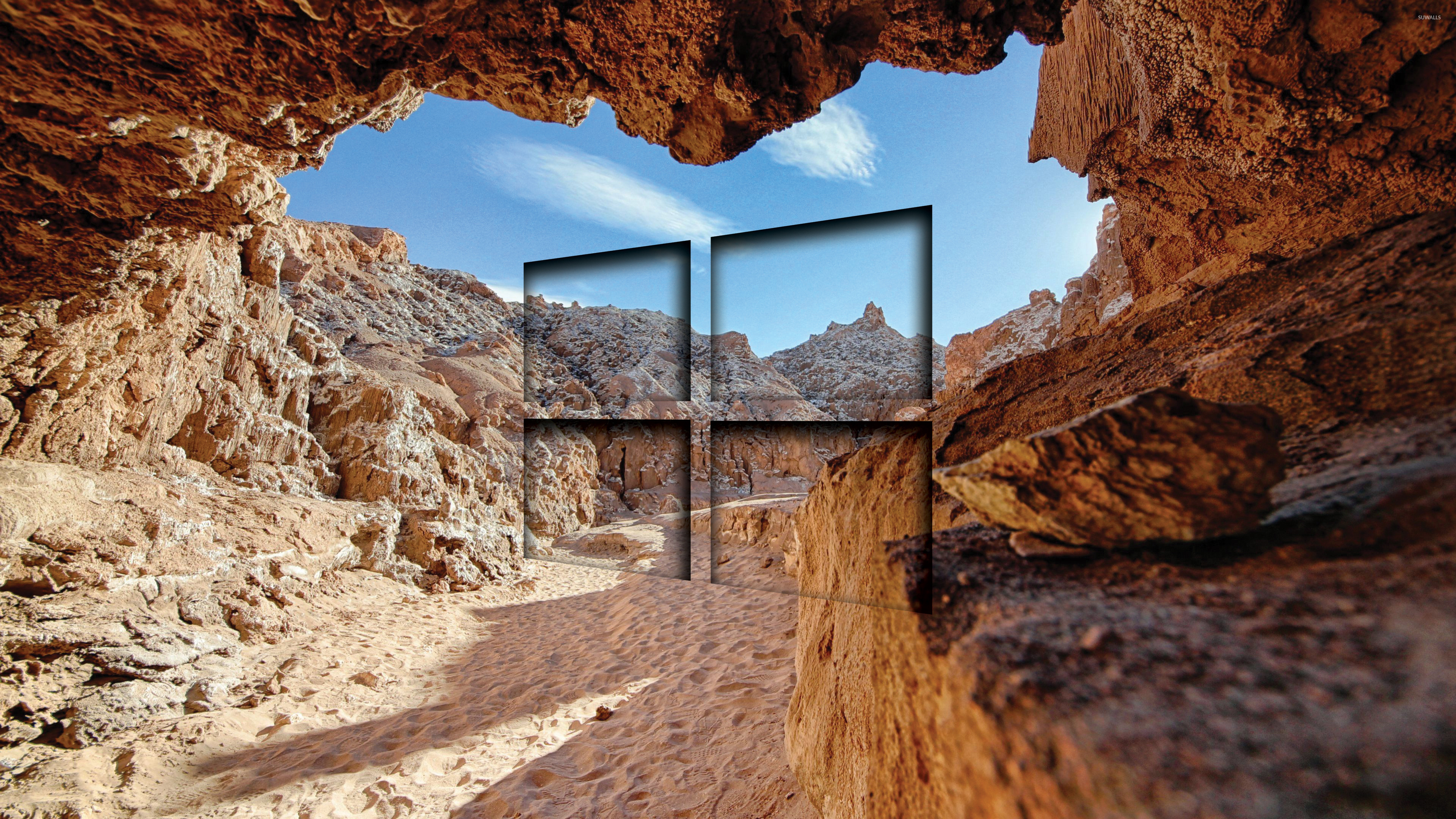Windows 10 glass simple logo in a cave wallpaper ...