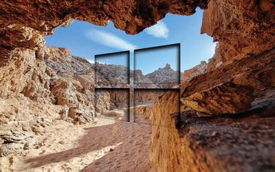Windows 10 glass simple logo in a cave wallpaper