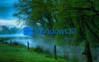 Windows 10 in the misty morning blue text logo wallpaper 2560x1440 jpg