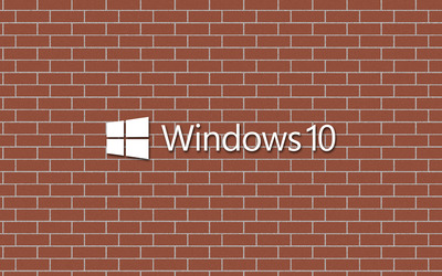 Windows 10 text logo on a brick wall wallpaper