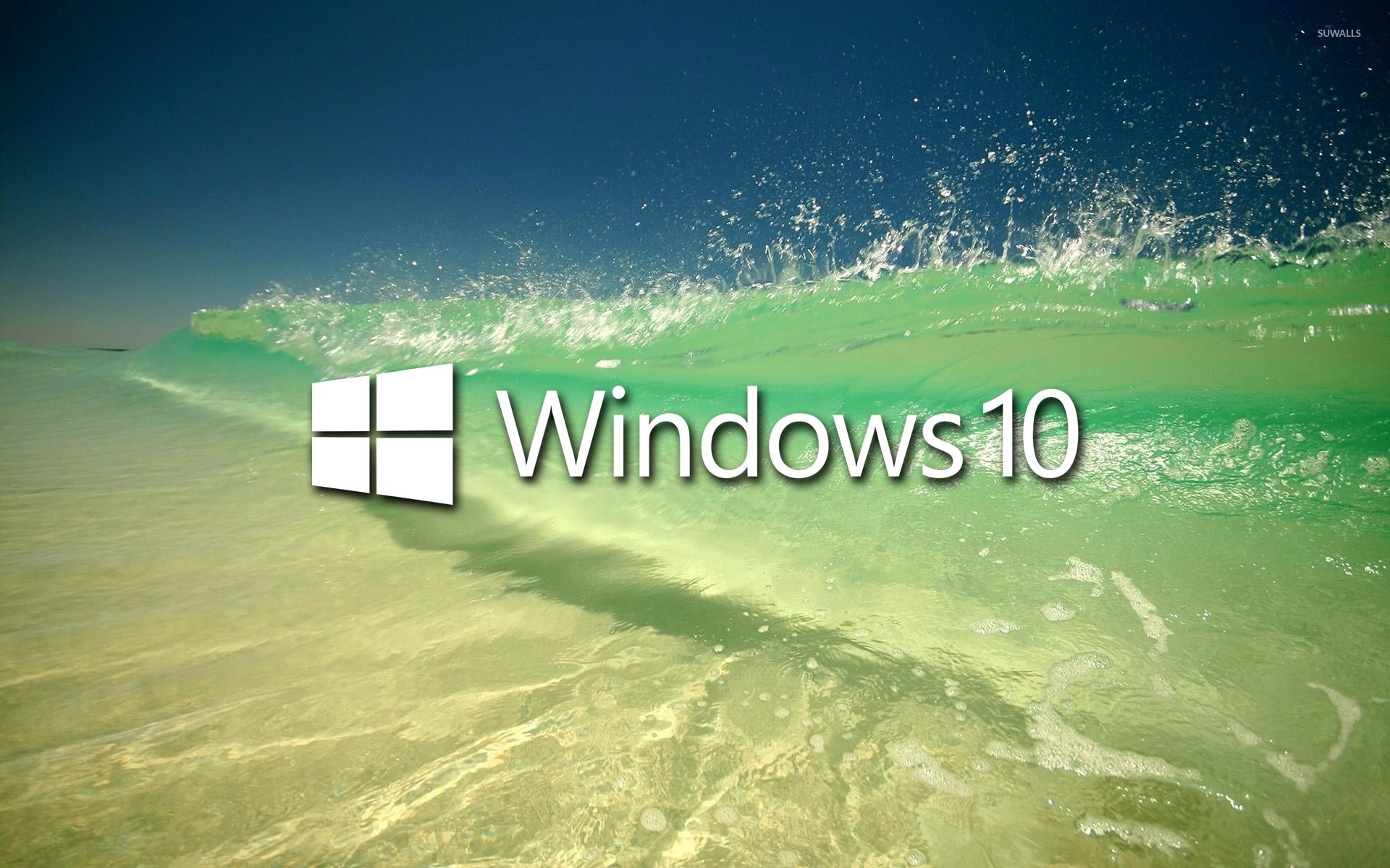 Windows 10 On A Clear Wave Text Logo Wallpaper Computer