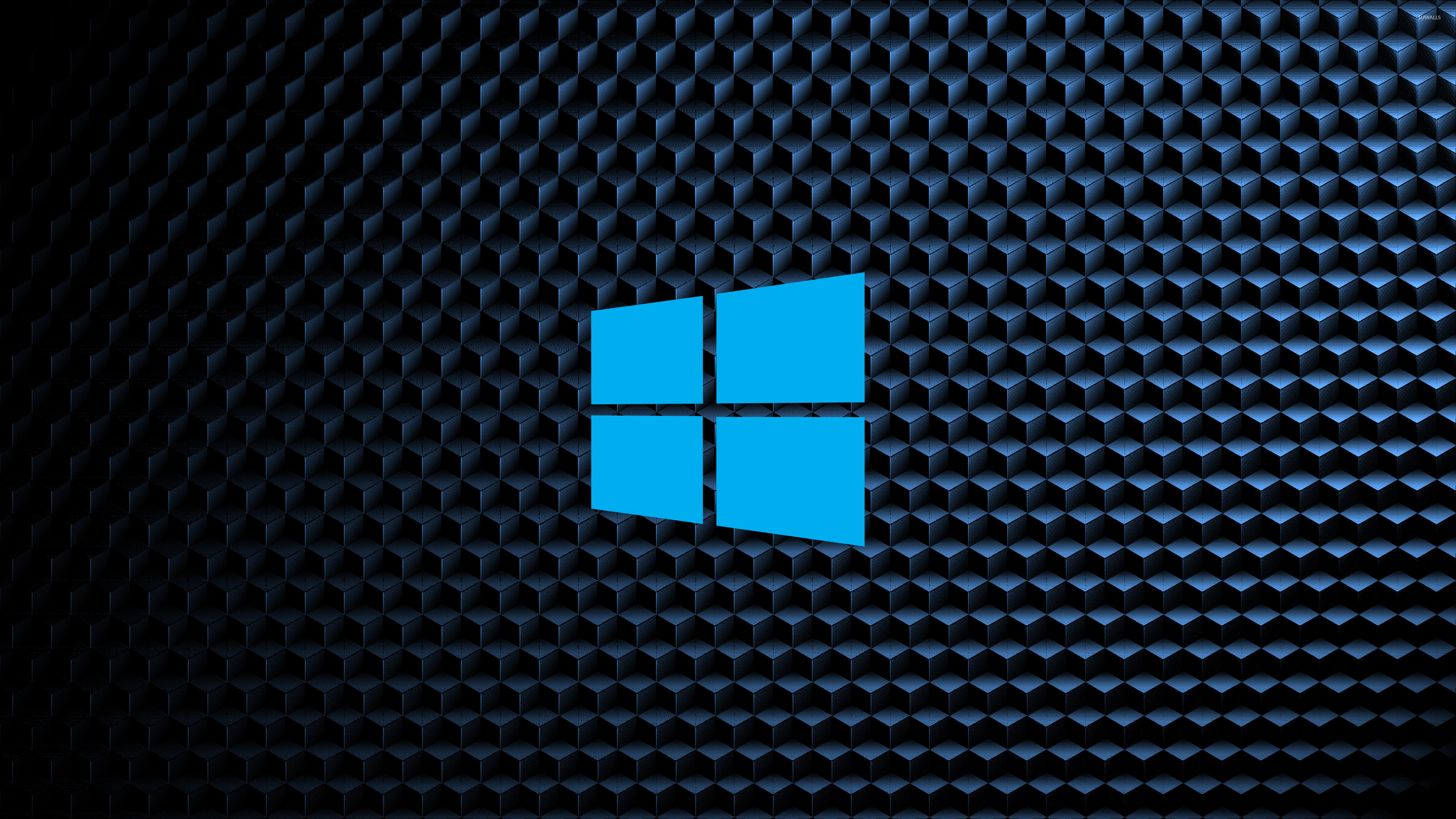 Windows 10 simple blue logo on cube pattern wallpaper - Computer ...