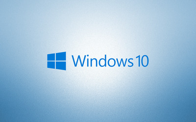 Windows 10 blue text logoon light blue wallpaper