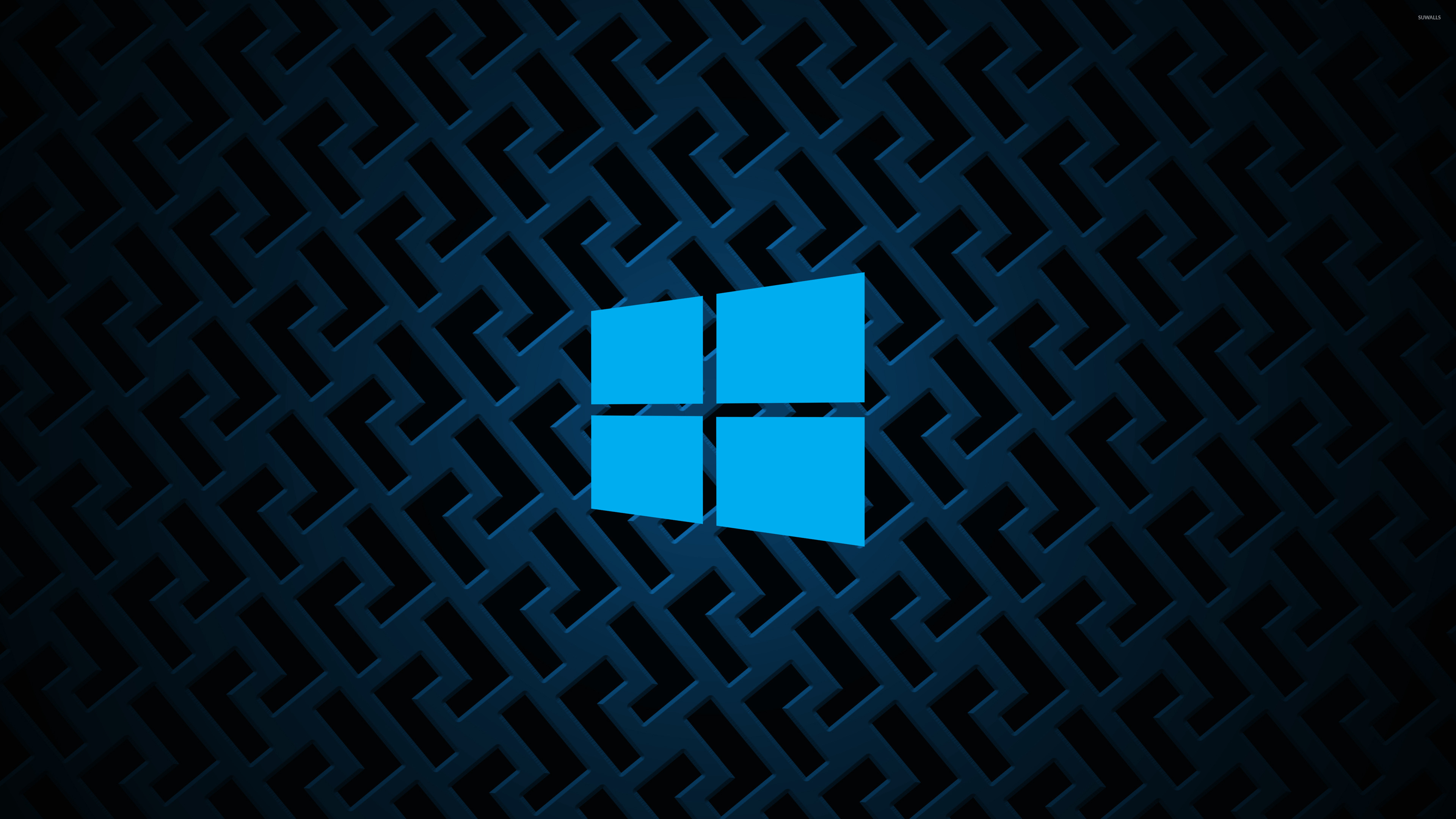 Windows 10 on metallic grid simple blue logo wallpaper - Computer