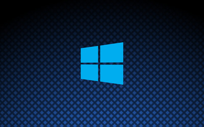 Windows 10 on square pattern simple blue logo [2] wallpaper