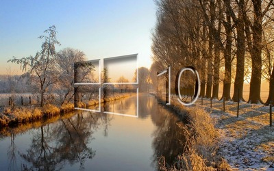 Windows 10 on the frosty river [2] wallpaper