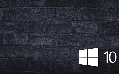 Windows 10 on the gray brick wall [6] wallpaper