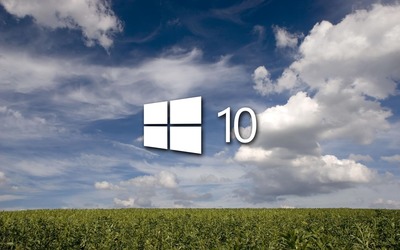 Windows 10 on the green field [5] wallpaper