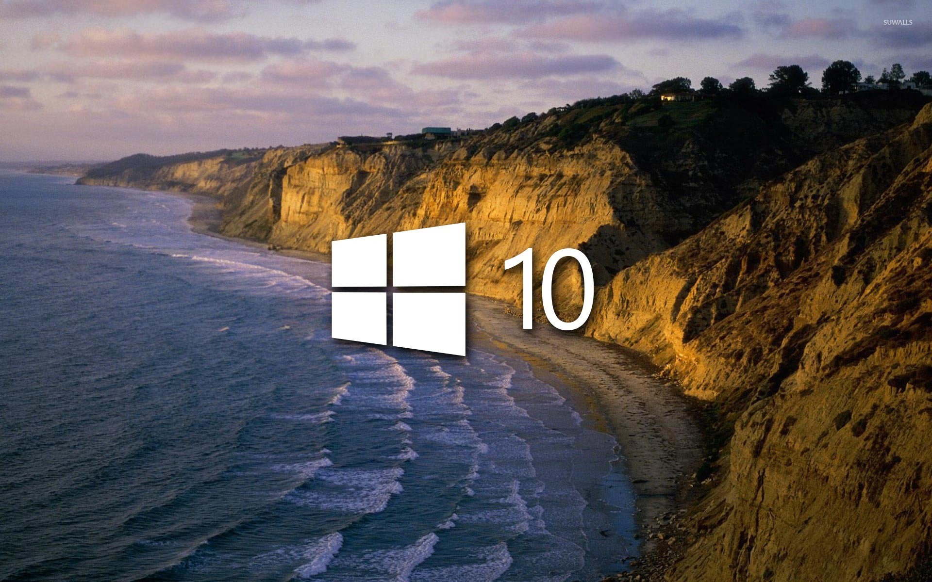 Windows 10 on the shore simple logo wallpaper - Computer wallpapers
