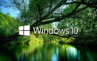 Windows 10 over a green lake white text logo wallpaper 1920x1080 jpg