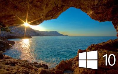 Windows 10 over the cave simple logo Wallpaper