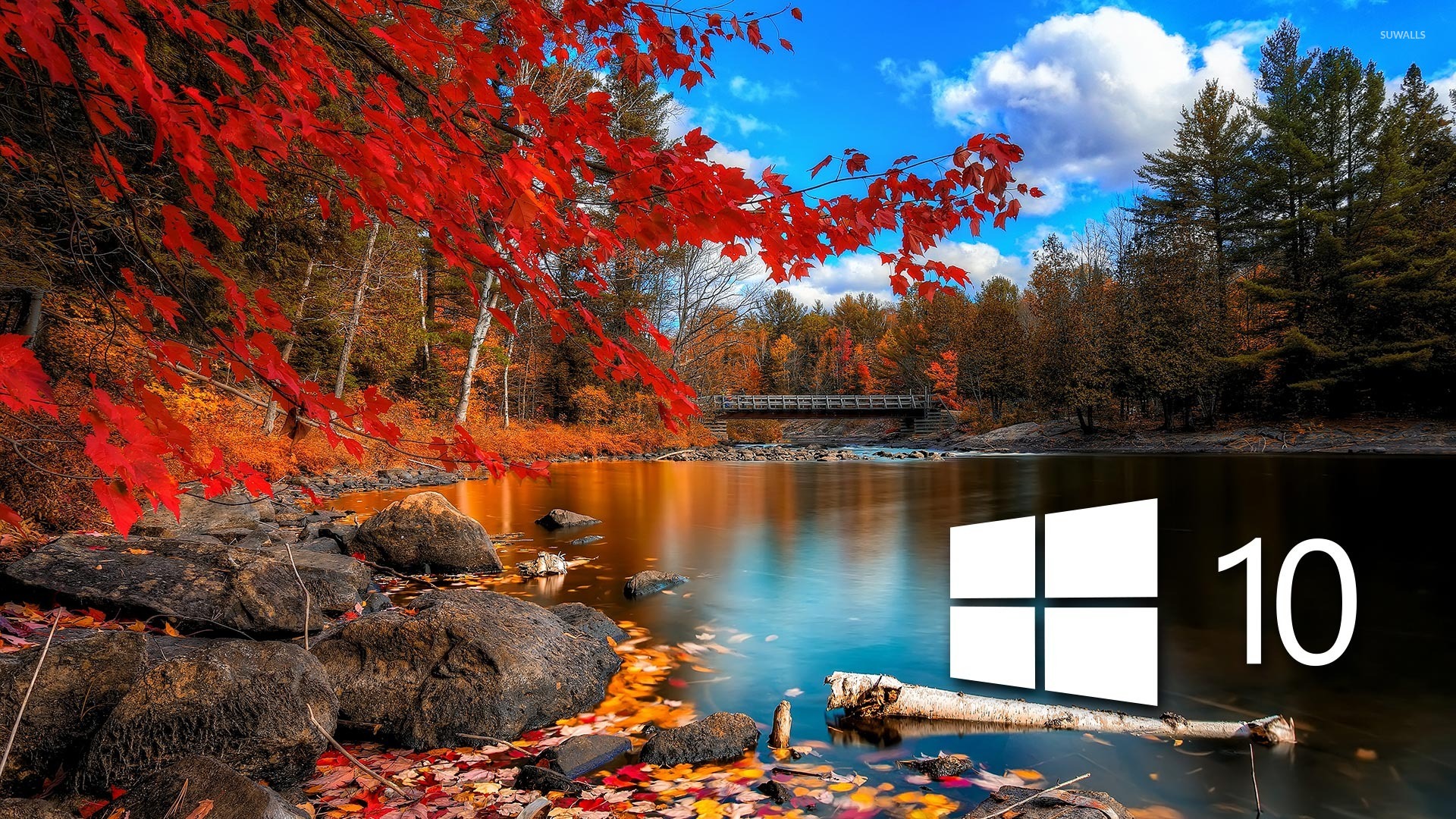 Windows 10 over the lake simple logo wallpaper - Computer wallpapers ...