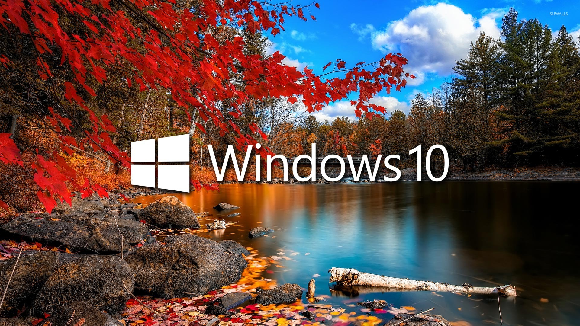 Windows 10 Over The Lake White Text Logo Wallpaper Computer