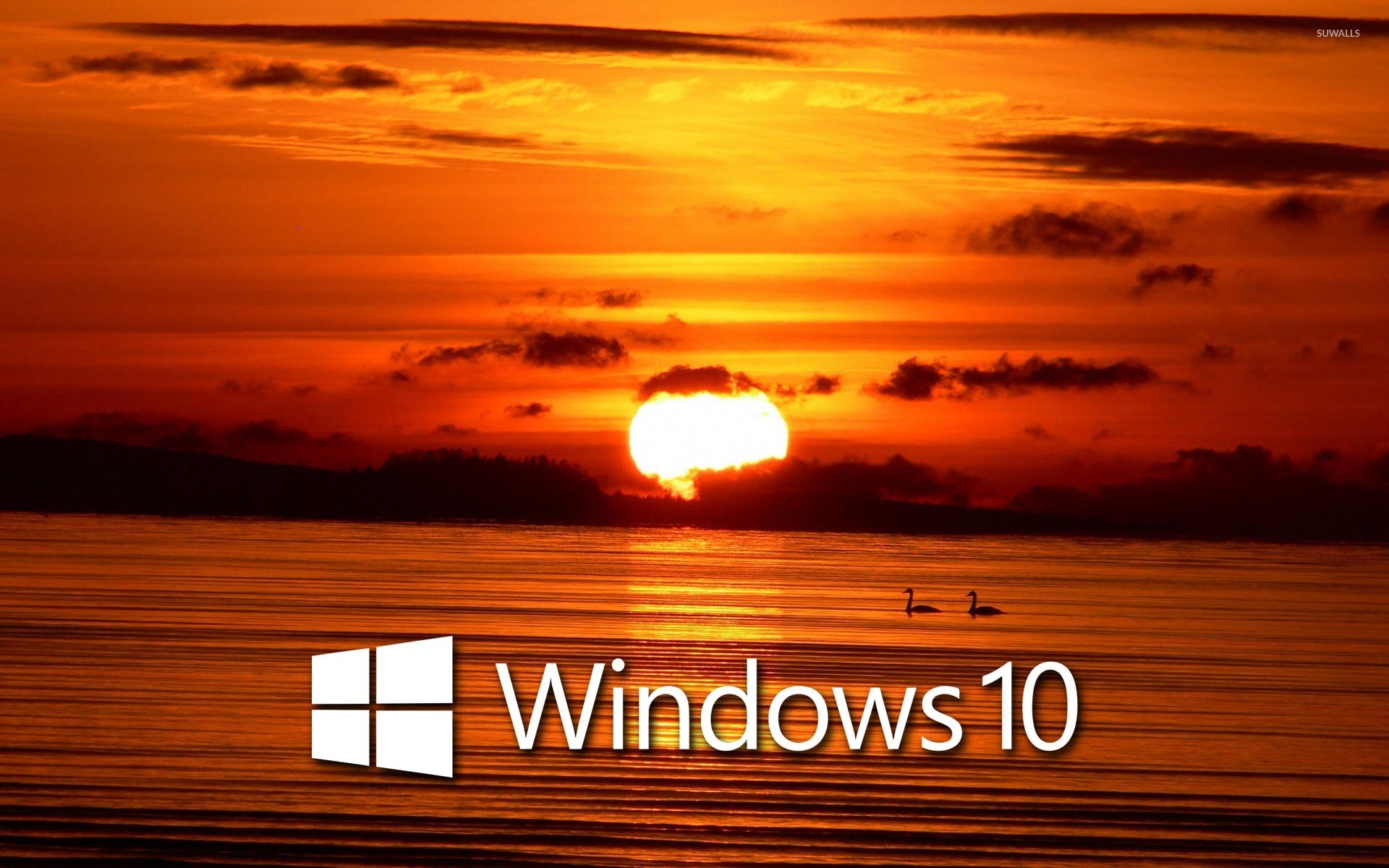 Windows 10 Over The Sunset White Text Logo 2 Wallpaper Computer