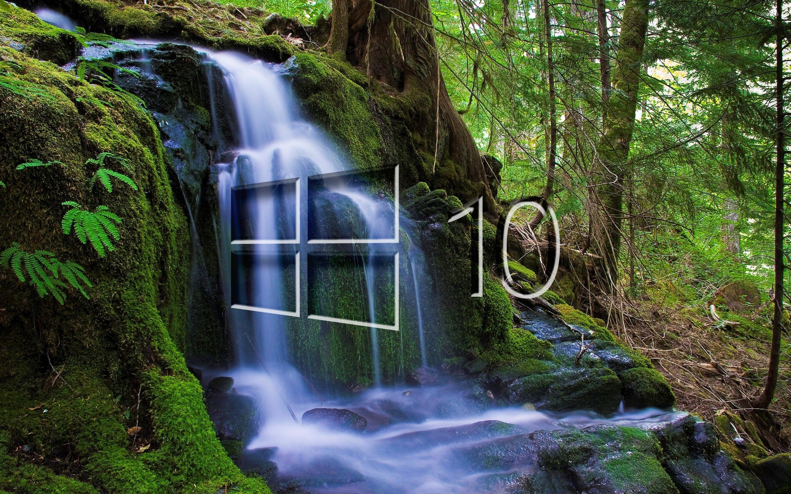 Windows 10 over the waterfall glass logo wallpaper - Computer