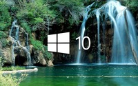 Windows 10 over the waterfall simple logo wallpaper 1920x1080 jpg