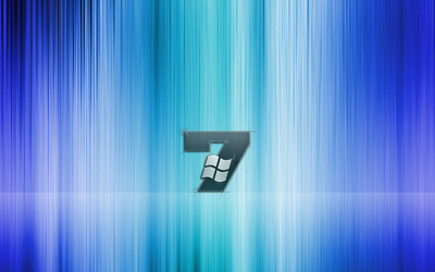 Windows 7 on blue stripes wallpaper
