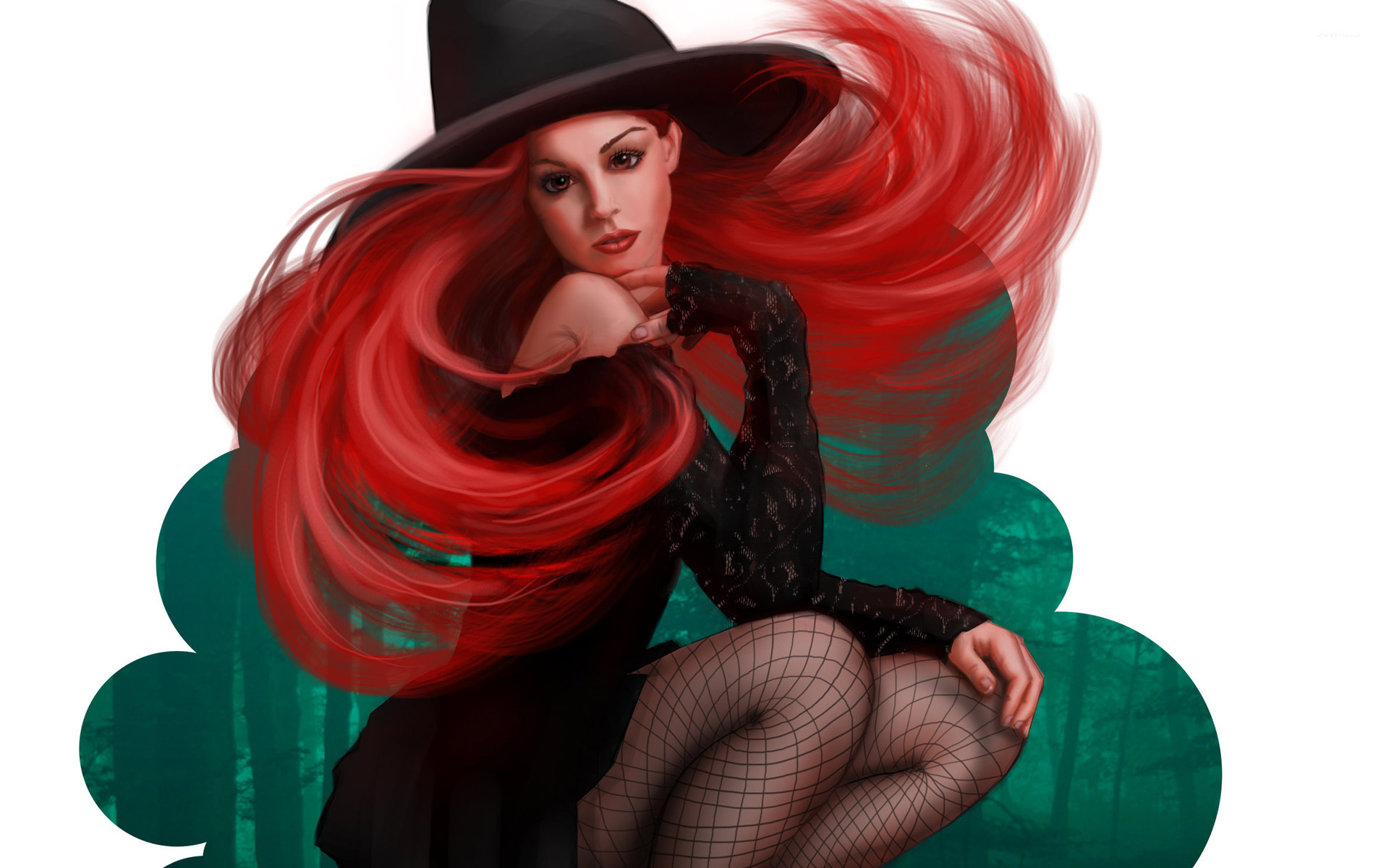 beautiful redhead in a witch costume 50260 1920x1200