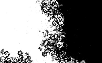Black and white flowers wallpaper